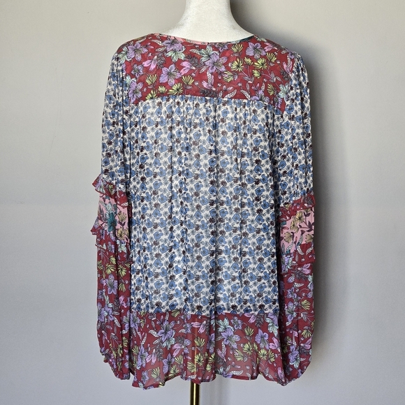 Jade By Johnny Was Rashida Mix Print Peasant Top - Picture 10 of 11
